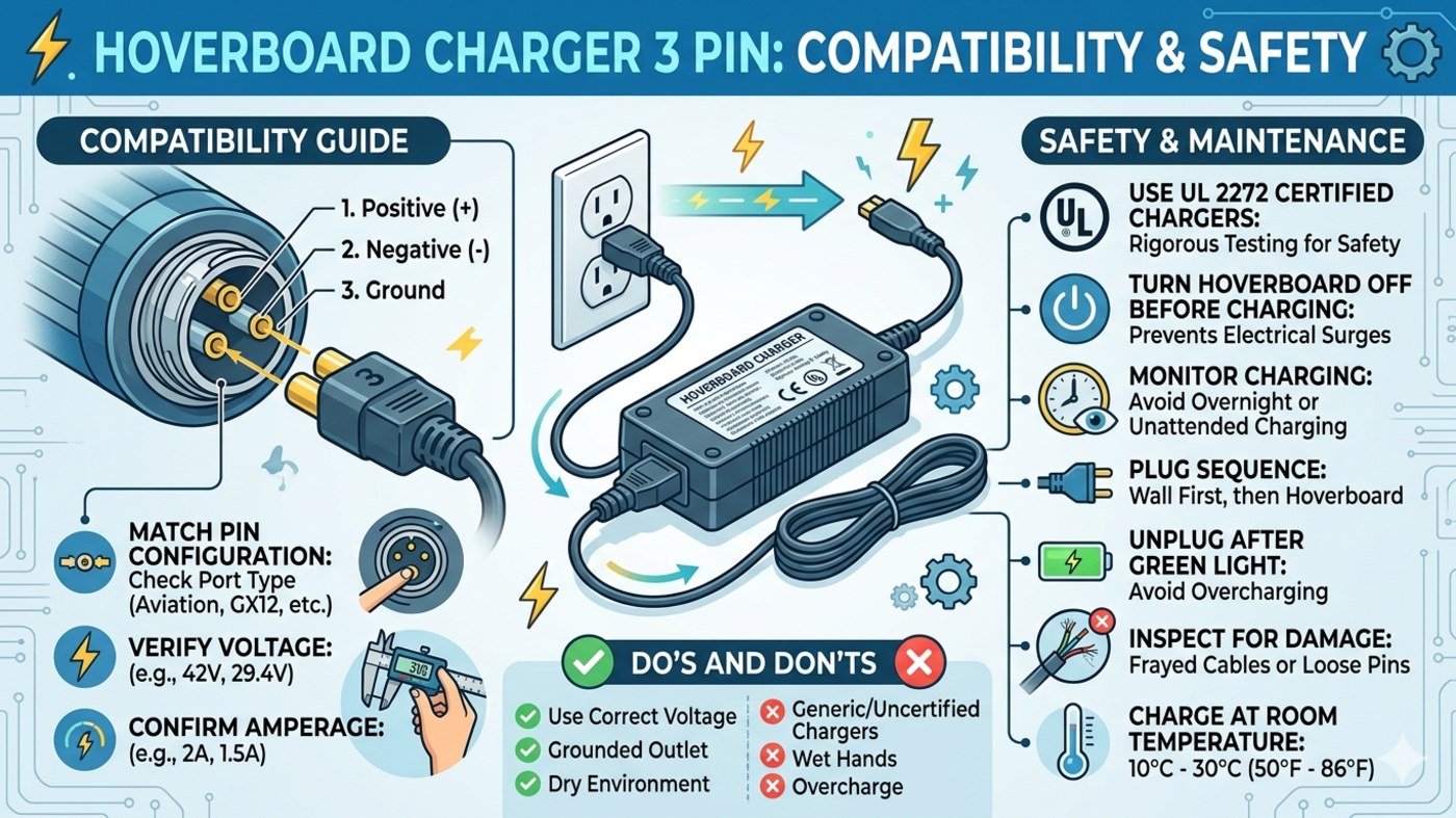 Hoverboard Charger 3 Pin - Compatibility & Safety